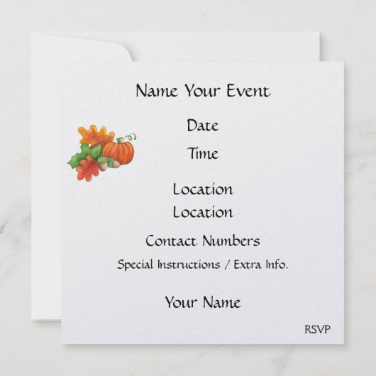 Thanksgiving Cornucopia Invitation - SRF Kaart (Achterkant)