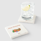 Thanksgiving Cornucopia Marble Stone Onderzetter (Zijkant)