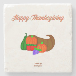 Thanksgiving Cornucopia Marble Stone Onderzetter