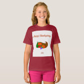 Thanksgiving Cornucopia Meisjes Maroon Basic T Shi T-shirt (Voorkant volledig)