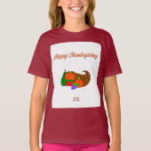 Thanksgiving Cornucopia Meisjes Maroon Basic T Shi T-shirt (Voorkant)