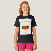 Thanksgiving Cornucopia Meisjes Zwart Basic T Shir T-shirt (Voorkant volledig)