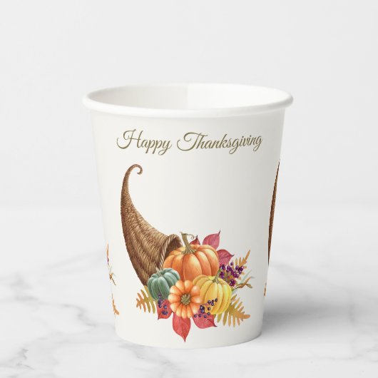Thanksgiving Cornucopia Paper Cups Papieren Bekers (Links)
