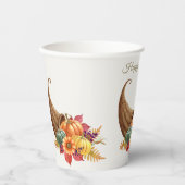 Thanksgiving Cornucopia Paper Cups Papieren Bekers (Voorkant)