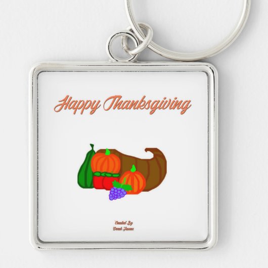 Thanksgiving Cornucopia Premium Square Sleutelhang Sleutelhanger (Voorkant)