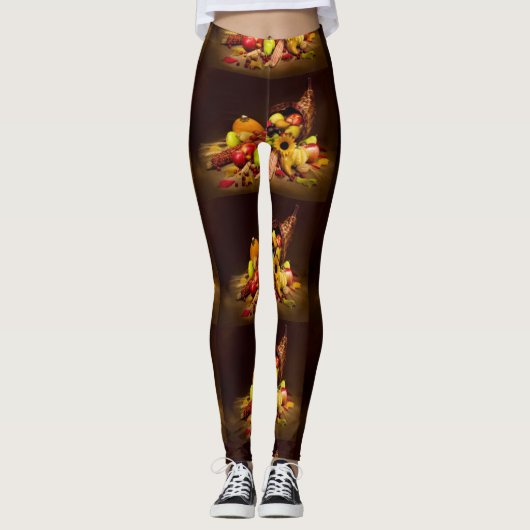 Thanksgiving Cornucopia Print Leggings (Voorkant)