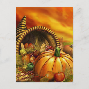 Thanksgiving cornucopia pumpkin briefkaart