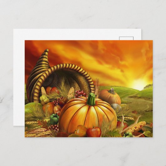 Thanksgiving cornucopia pumpkin briefkaart (Voorkant / Achterkant)