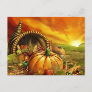 Thanksgiving cornucopia pumpkin briefkaart