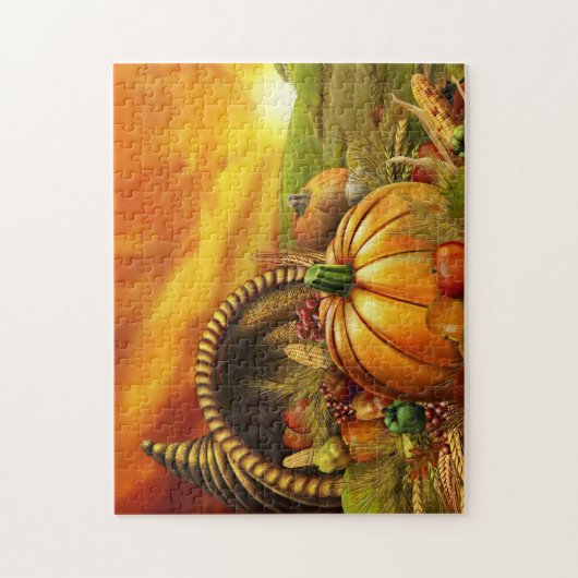 Thanksgiving cornucopia pumpkin legpuzzel (Verticaal)
