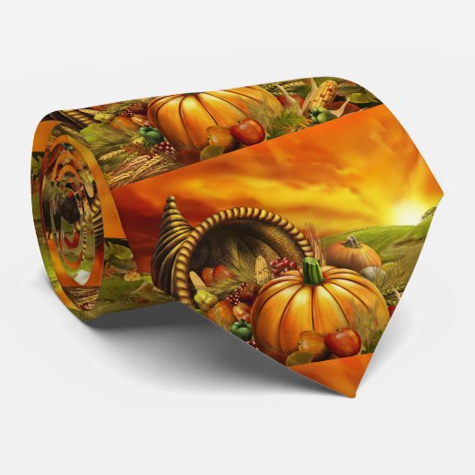 Thanksgiving cornucopia pumpkin stropdas (Opgerold)