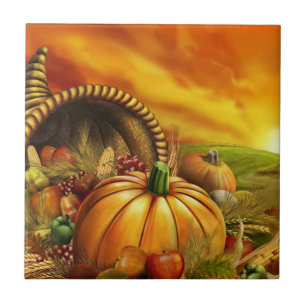 Thanksgiving cornucopia pumpkin tegeltje