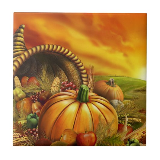 Thanksgiving cornucopia pumpkin tegeltje (Voorkant)