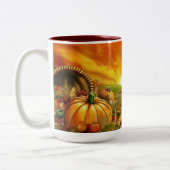 Thanksgiving cornucopia pumpkin tweekleurige koffiemok (Links)