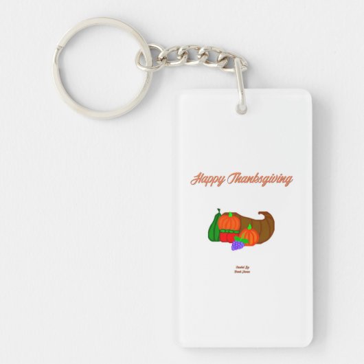 Thanksgiving Cornucopia Rectangle Sleutelhanger (Voorkant)