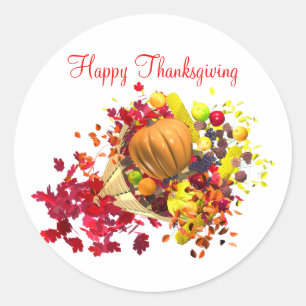 Thanksgiving Cornucopia Ronde Sticker