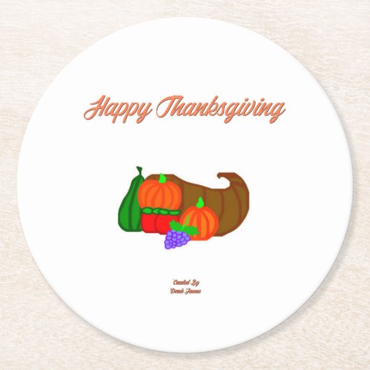 Thanksgiving Cornucopia Rondpapier Onderzetter (Voorkant)