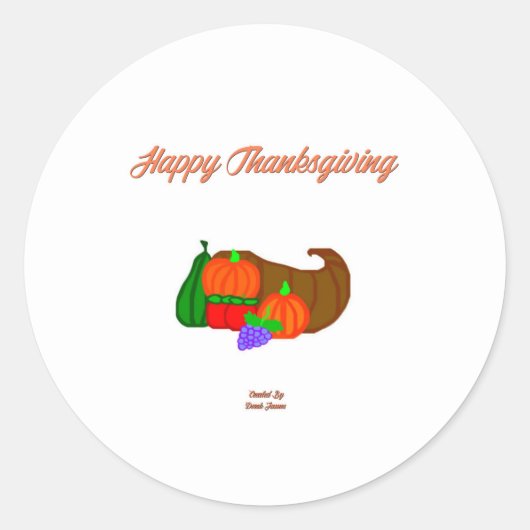 Thanksgiving Cornucopia Round Sticker (Voorkant)