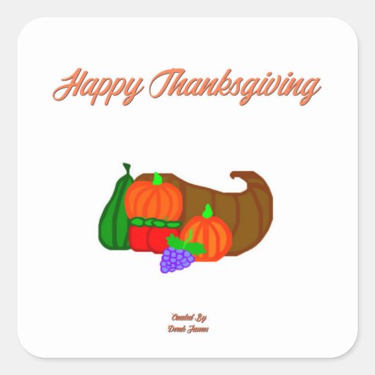Thanksgiving Cornucopia Square Sticker (Voorkant)