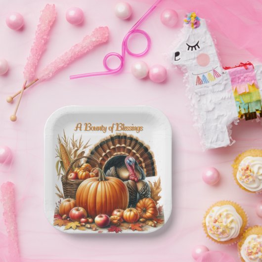 Thanksgiving Cornucopia Turkije Partij Papieren Bordje (Feest)