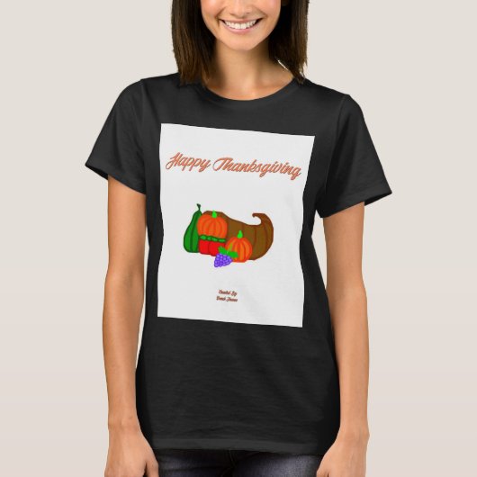 Thanksgiving Cornucopia Vrouwen Zwart T-Shirt (Voorkant)