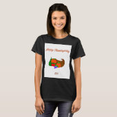 Thanksgiving Cornucopia Vrouwen Zwart T-Shirt (Voorkant volledig)