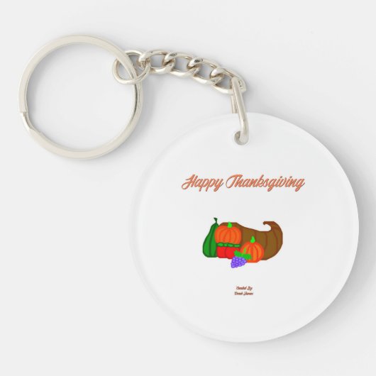 Thanksgiving Cornucopie Cirkel Sleutelhanger (Voorkant)