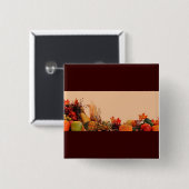 Thanksgiving/Cornucopie Vierkante Button 5,1 Cm (Voorkant /achterkant)