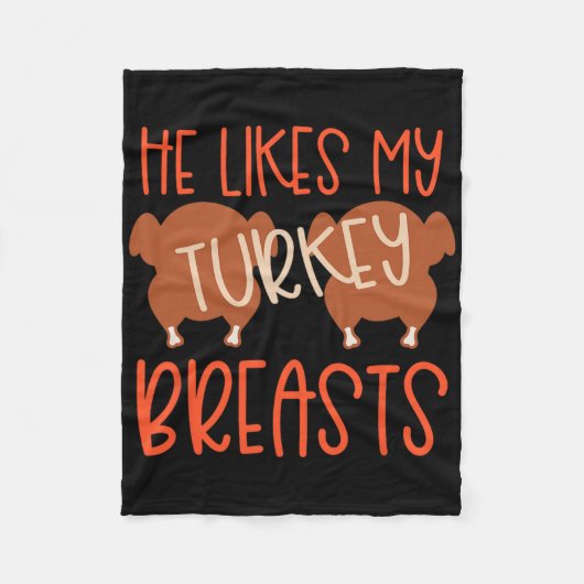 Thanksgiving Couples Turkey Breast She Likes My Dr Fleece Deken (Voorkant)