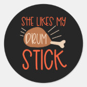 Thanksgiving Couples Turkey Breast She Likes My Dr Ronde Sticker (Voorkant)