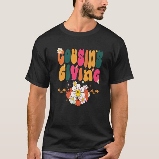 Thanksgiving Cousins Giving Cute Groovy Pumpkin Fl T-shirt (Voorkant)