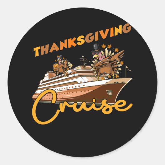 Thanksgiving cruise Funny Turkey Cruising Vacking Ronde Sticker (Voorkant)