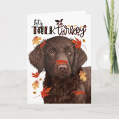 Thanksgiving Curly Retriever Laten we het over Tur Feestdagen Kaart (Voorkant)