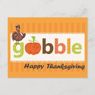 Thanksgiving Cute Funny Turkey Gobble Briefkaart