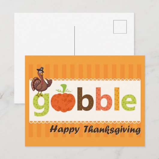 Thanksgiving Cute Funny Turkey Gobble Briefkaart (Voorkant / Achterkant)