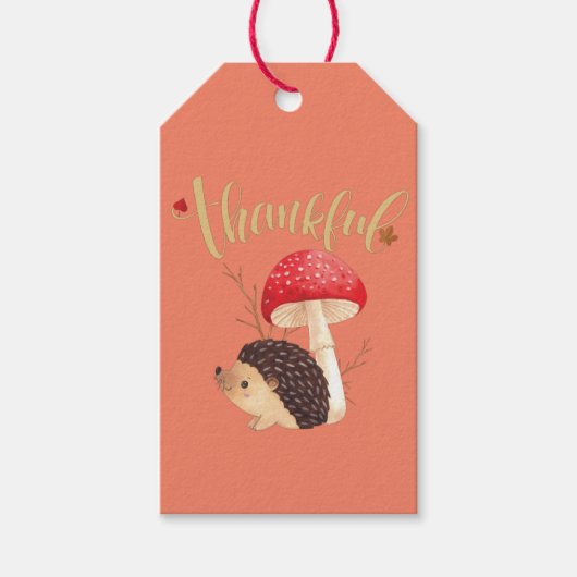 Thanksgiving Cute Kawaii Hedegel Autumn Cadeaulabel (Voorkant)