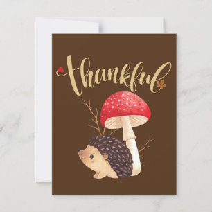 Thanksgiving Cute Kawaii Hedegel herfst Thankful Kaart