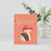 Thanksgiving Cute Kawaii Hedégel najaar Briefkaart (Staand voorkant)