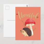 Thanksgiving Cute Kawaii Hedégel najaar Briefkaart (Voorkant / Achterkant)