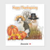Thanksgiving Cute Pilgrim Cats Vinyl Cutout Sticker (Vel)