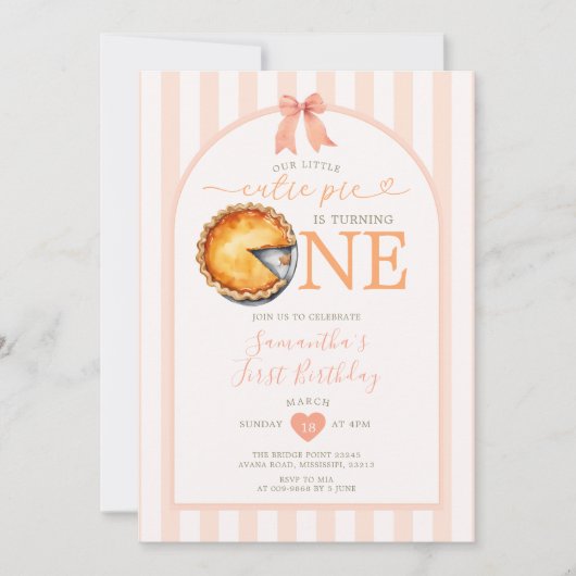 Thanksgiving Cutie Pie Sinaasappel Gingham 1e verj Kaart (Voorkant)