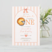 Thanksgiving Cutie Pie Sinaasappel Gingham 1e verj Kaart (Staand voorkant)