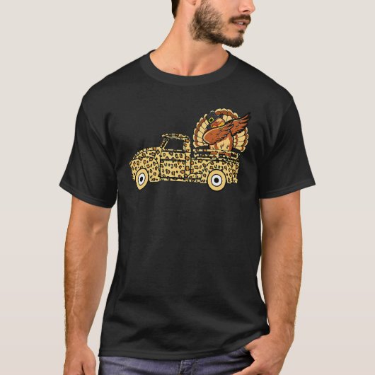 Thanksgiving Dabbing Turkey Riding Leopard Monster T-shirt (Voorkant)