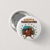 Thanksgiving Dabbing Turkey Ronde Button 3,2 Cm (Voorkant /achterkant)