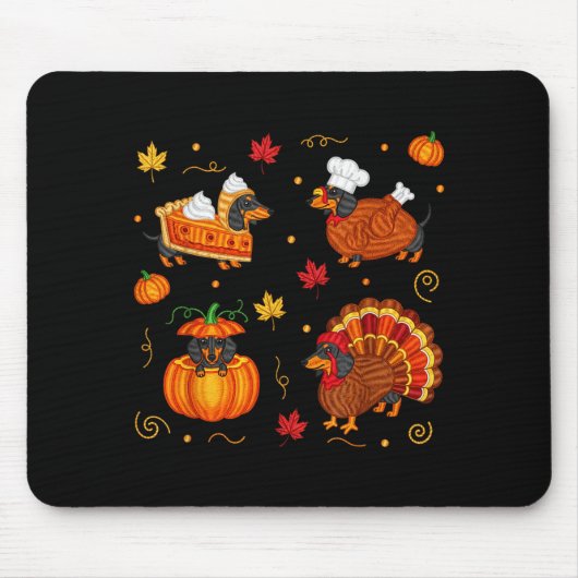 Thanksgiving Dachshund Weiner Dog Turkey Cute Pump Muismat (Voorkant)