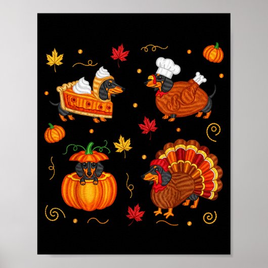 Thanksgiving Dachshund Weiner Dog Turkey Cute Pump Poster (Voorkant)