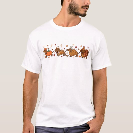 Thanksgiving Dachshunds Parade  Cute Fall Wiener D T-shirt (Voorkant)