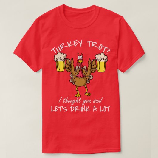 Thanksgiving Dag 5k - Draai met bier Turkije trot  T-shirt (Design voorkant)