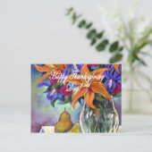 Thanksgiving Dag Bloemen & Peren Schilderen - Mult Feestdagenkaart (Staand voorkant)