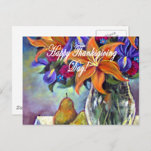 Thanksgiving Dag Bloemen & Peren Schilderen - Mult Feestdagenkaart (Voorkant / Achterkant)